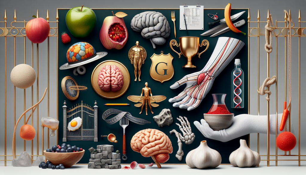 Maladie en G : Apple, médaille cerveau, ail, Gout, gants jardinier, barrière, gastrite, ADN synt.