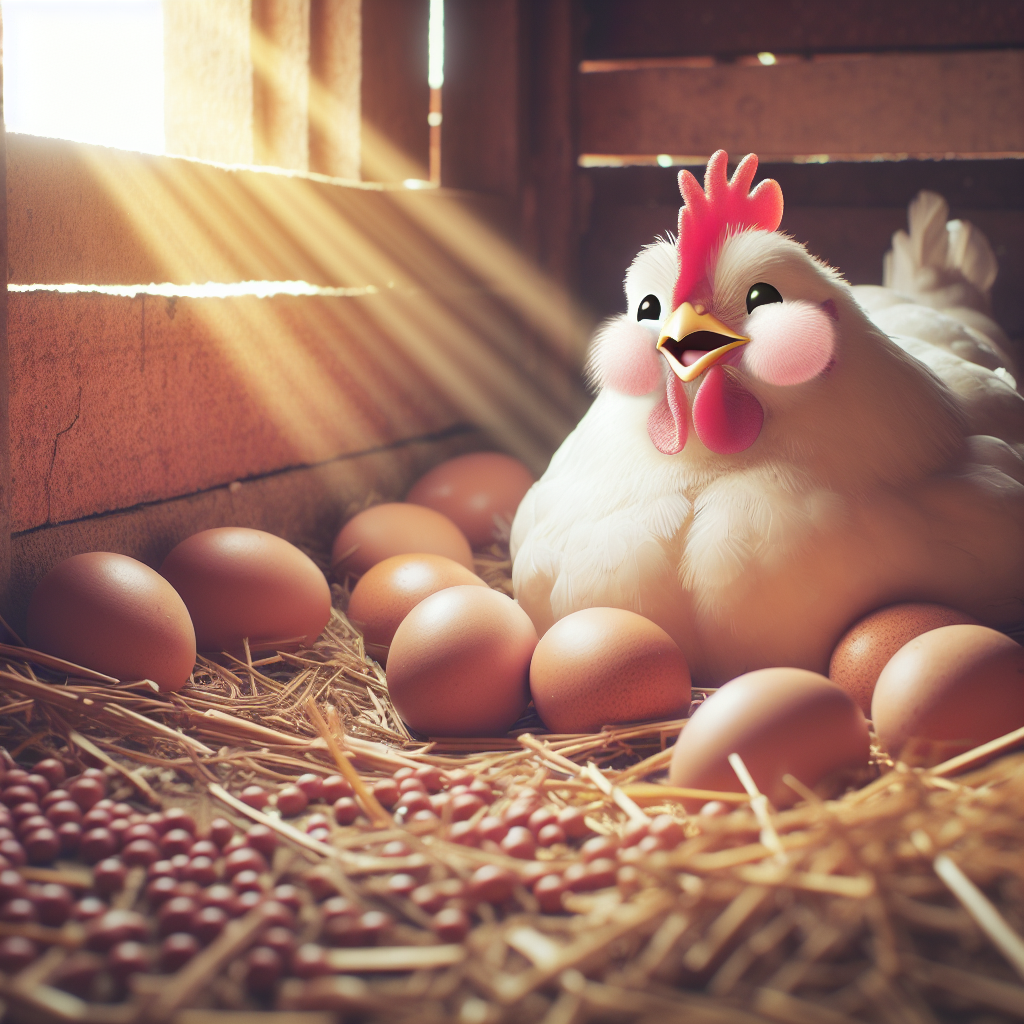 Poule avec remède naturel pour la ponte