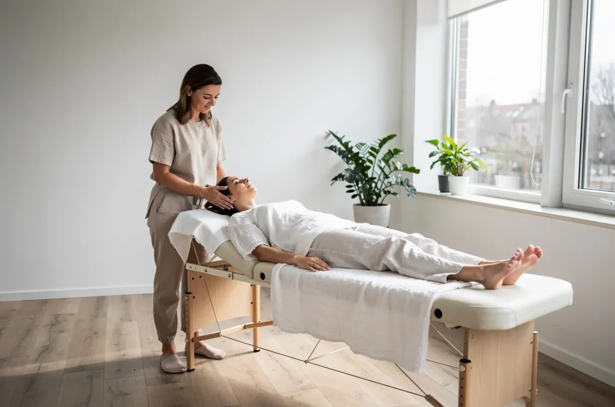 Consultation d’ostéopathie : mobilisation cervicale douce