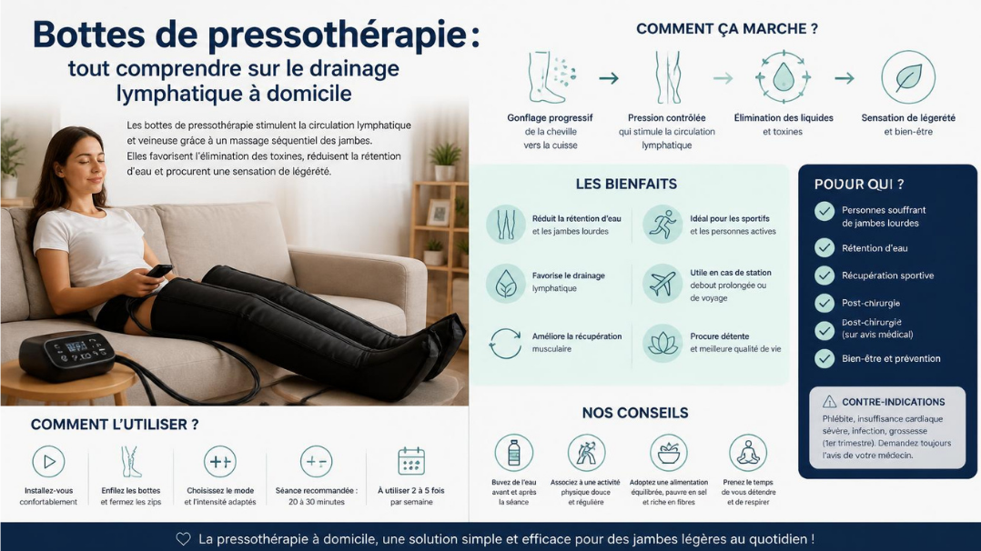 Bottes de pressothérapie : tout comprendre sur le drainage lymphatique à domicile