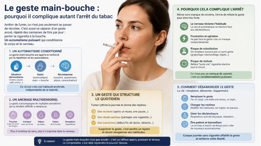 Le geste main-bouche : pourquoi il complique autant l&rsquo;arrêt du tabac